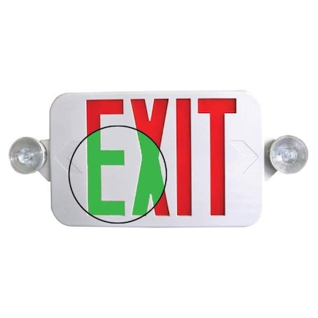 Exitronix ILXC Series LED Exit Sign Combo, Field-Switchable Red/Green ILXC-U-RG-WH