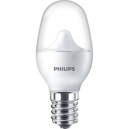 Philips LED, 0.5 W, C7, Candelabra Screw (E12), PK2 0.5C7/LEDnight light/E12/MilkyND120V 2PF