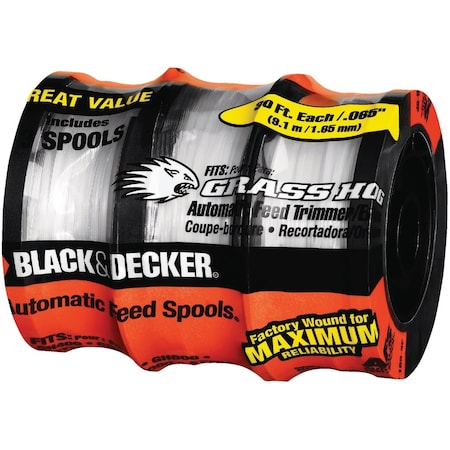 Black & Decker GrassHog 0.065''x30 ' Trimmer Line Spool, 3PK AF-100-3ZP  1