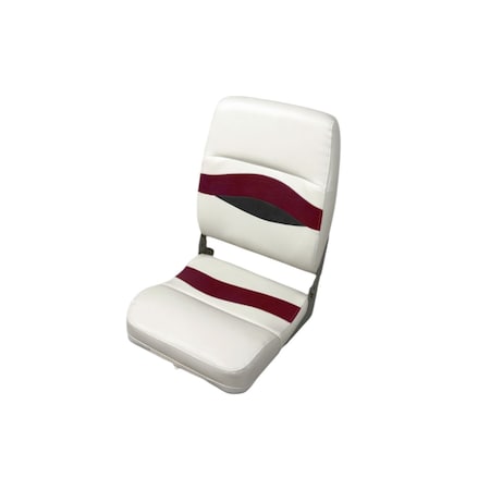Horizon Mfg Elite Series Pontoon Fold Down Boat Seat White/Red/Charcoal 3208-AAEC
