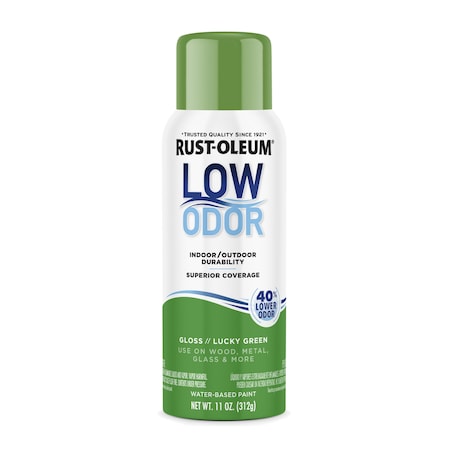 Rust-Oleum Low Odor Water Based Spray Paint, Lucky Green, Gloss, 11 oz 388270