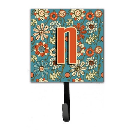 Carolines Treasures Letter N Flowers Retro Blue Leash and Key Holder CJ2012-NSH4