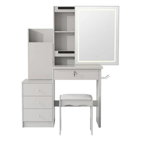 Homeroots 35" White Wood Lighted Four Drawer Dresser 714266