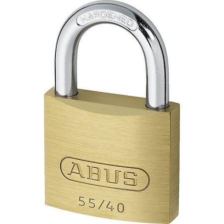 Abus Padlock, Keyed Alike, Standard Shackle, Rectangular Brass Body, Steel Shackle, 13/16 in W 55/40 KA