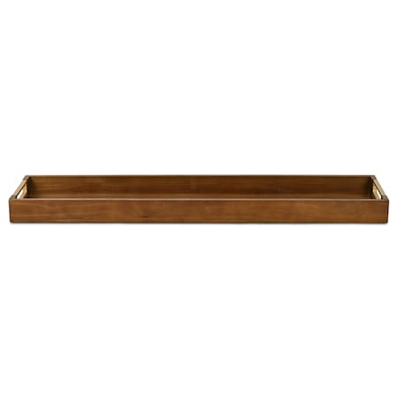 Homeroots 32in Brown Solid Wood Handmade Vanity Tray With Handles 713539