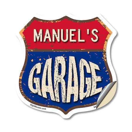 Signmission Manuel's Garage, 12 Inch X 12 Inch, Vinyl Decal SHI-D-12-383-MANUEL