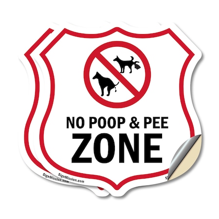 Signmission Dog Poop Shield Sign No Poop & Pee Zone, 4 inch X 4 inch, Vinyl Decal, 2PK SHI-D-2PACK-4-375