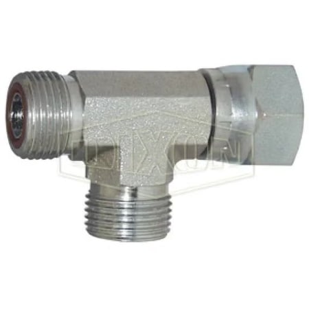 Dixon Run Tee, 9/16-18 Nominal, Male Flat Face x Female Flat Face Swivel x Male Flat Face, Steel, Domestic FS6602-4