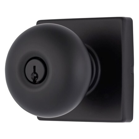 Brinks Mendocino Series Keyed Entry Contemporary Ball Knob Square Rose Matte Black Finish E2416-122