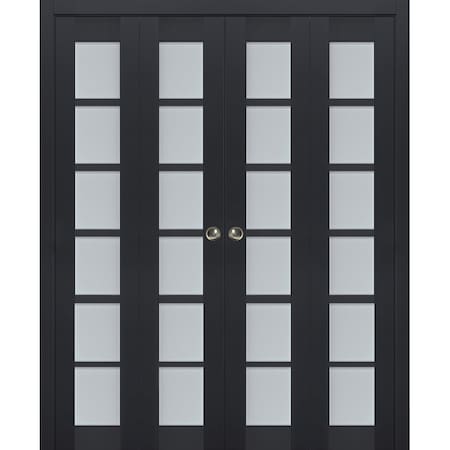 Sartodoors Sliding Closet Double Bi-fold Doors Solid Core Modern Interior VEREGIO7602DBF-ANT-72 x 80 (4* 18x80)