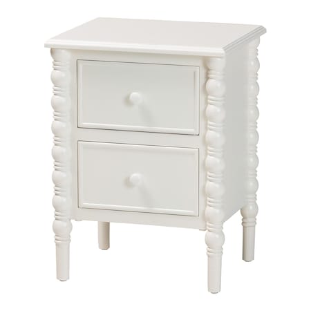Baxton Studio Malinda Classic White Wood 2-Drawer End Table with Spindle Legs 253-14064-ZORO