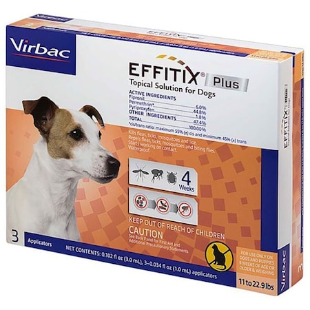 Virbac Effitix Plus Topical Solution for Dogs & Puppies 11 to 22.9 Pounds, 3PK 21292293