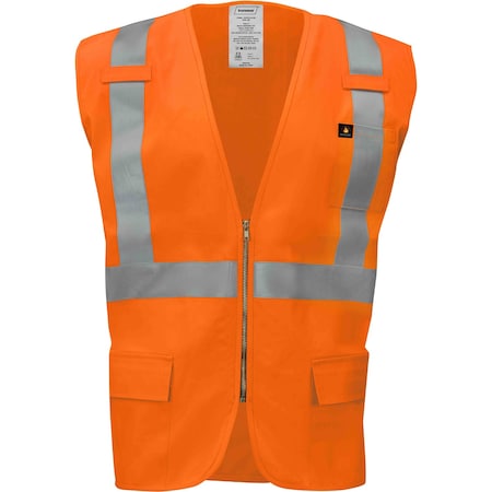 Ironwear Class 2 Hi Vis Reflective Modacrylic CAT 2 Flame Resistant Safety Vest, Orange, 4X-Large 1253FR-OZ-RD-4XL