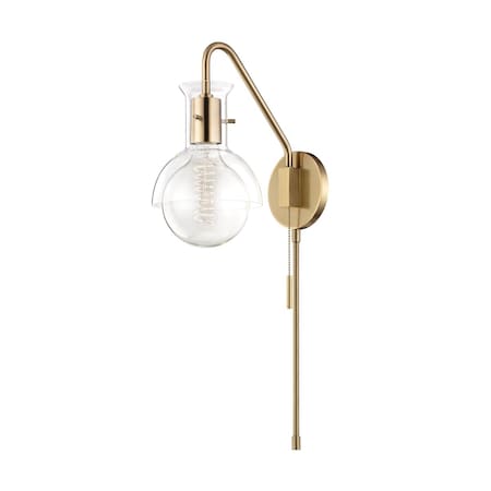Mitzi Riley 1 Light Plug-In Sconce 6.25 In. Aged Brass HL111101G-AGB