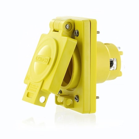 Leviton Locking Receptacle, L21-30R, 30 A, Three Phase, 4 Pole, Flush Mount, Screw Terminals, Yellow 69W81