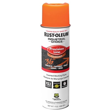 Industrial Choice 17 Oz. Rust-Oleum Fluorescent Orange M1600 System SB Precision Line Marking Paint 203027V