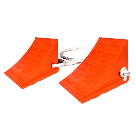 Toro 35-Ton Polyurethane Wheel Chock, 35 Ton GVW, Fits 32 to 46" Tire Diameter. (Roped Set) WC-UO650-2R