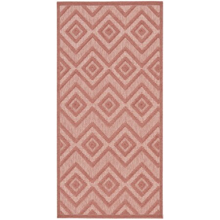 Homeroots 2' X 4' Coral And Orange Geometric Indoor Outdoor Area Rug 573846