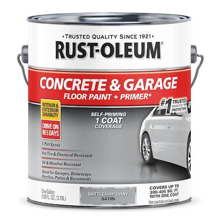 Rust-Oleum 1 gal Concrete and Garage Floor Paint, Satin Finish, Battleship Gray 225380