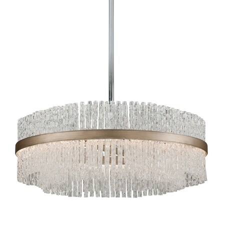 Corbett Lighting Chime 12 Light Chandelier 36.5 In. Silver Leaf Polished Stainless 204-48