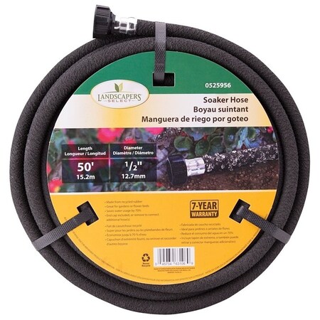Landscapers Select 50 ft L Soaker Water Hose, Rubber Tube, Black P174-161102