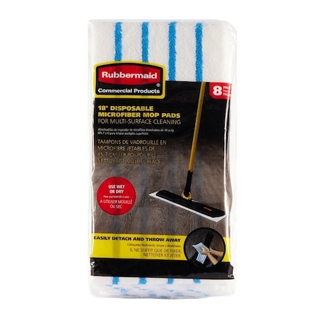 Rubbermaid Mop Pad Refill, Quick-Connect, Microfiber, Blue/White 2182496