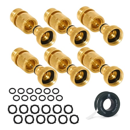 Morvat Brass Quick Connect Hose Fittings for Source Connections, 6PK MOR-SBQCONNECTOR-6-A