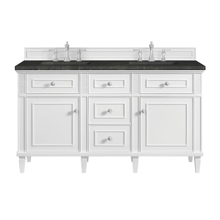 James Martin Vanities Lorelai 60" Double Vanity, Bright White, w/ 3 CM Phantome Eclos Top 424-V60D-BW-3PHT