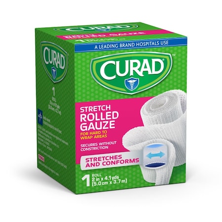 Medline CURAD Stretch Rolled Gauze, 2in x 4.1 yd., 24PK CUR47439ERB