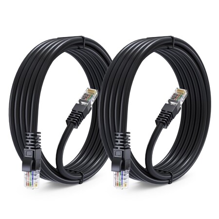 Maximm 12ft Cat6 Round LAN Patch Cable, 2PK, Black, 2PK CAT612FT2PKBlack