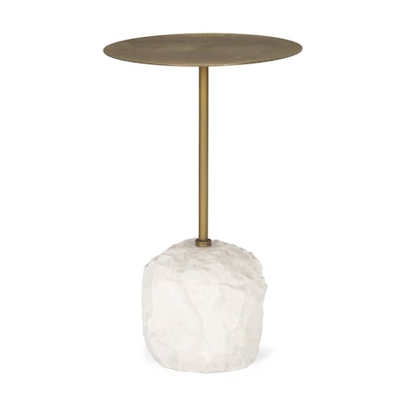 Homeroots 15" Gold and White Iron and Wood Tray Table 605412