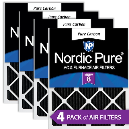 Nordic Pure 14x25x1 Pure Carbon Pleated Air Filter, High Capacity, MERV 8, 4 PK 14x25x1PCP-4