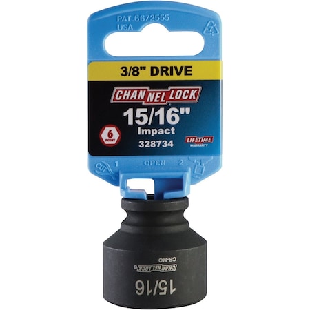 Channellock 3/8'' Drive 15/16'' 6-Point Shallow Standard Impact Socket S1815800112126001