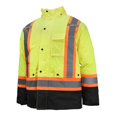 Radians Hi-Vis Reversible Bomber Jacket, Ripstop Polyester, Class Type R Class 3 Hi-Vis Green / Black, XL SJ610B-3ZGS-XL
