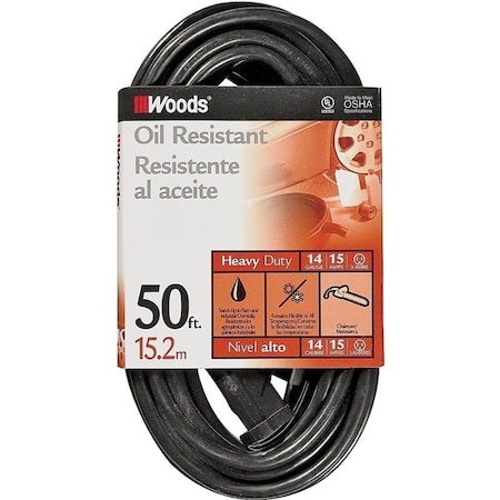 Southwire SJTOW Extension Cord, 14 AWG, 1 Outlets, Black, 50 ft 982452