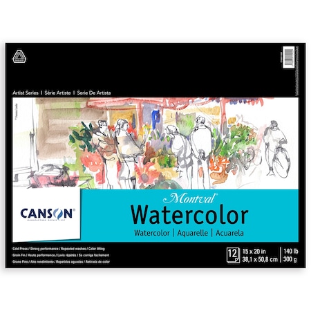 Canson Artist Series Montval Watercolor Pad, Foldover Binding, 12 Sheet, 15x20 inch C100511053