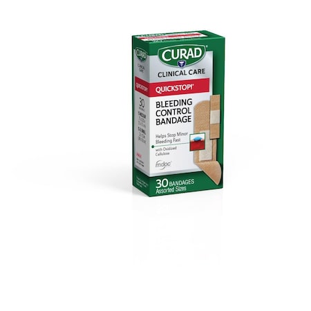 Medline CURAD Flex-Fabric Bandages with QuickStop! Bleeding Control Technology, Assorted Sizes, 24PK CUR5245V1