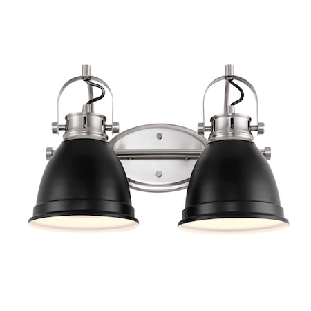 Jonathan Y Phineas 16.25" 2-Light Adjustable Farmhouse Bohemian Iron LED Vanity Light, Black/Nickel JYL1115A
