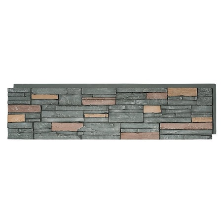 Durakwik Stone Siding Panel, 13 in L, 48 in W, 2 in Thick, Interlocking Edge, Stacked Stone Profile, 4PK 310YHP