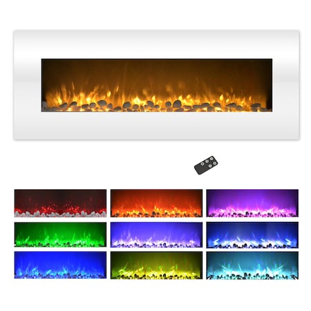 Northwest 50in Wall Mounted Electric Fireplace 10-Color LED Flames Wall Mounted Fireplace Heater 80-WSG02