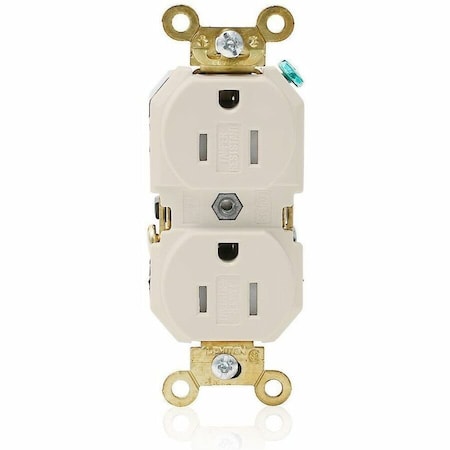 Leviton Straight Blade Receptacle, 5-15R, 15 A, 125V AC, Flush Mount, Self-Grounded 5262-SGT