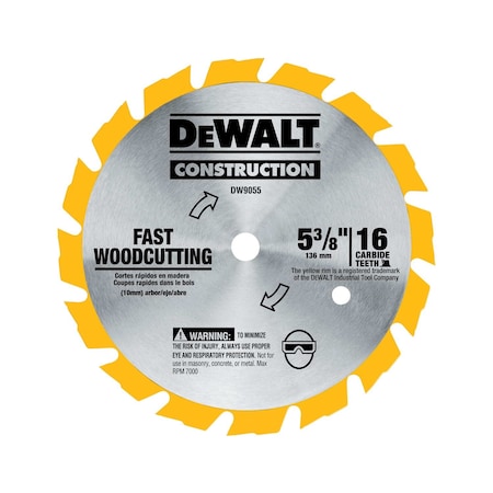 Dewalt 5-3/8" 16T Carbide Saw Blade (Fast Woodcutting) DW9055
