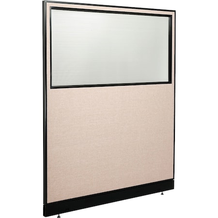 Global Industrial Interion Office Partition Panel with Partial Window and Raceway, 60-1/4"W x 76"H, Tan 694697WNTN