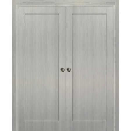Sartodoors Double Pocket Interior Door, 72" x 84", Gray QUADRO4111DP-KS-7284