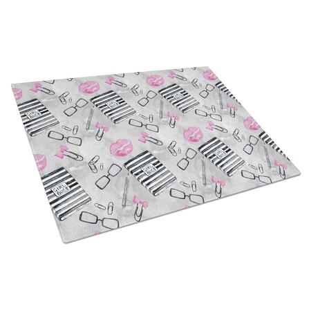 Carolines Treasures Watercolor Girl Boss Journaling Glass Cutting Board, Large BB7545LCB