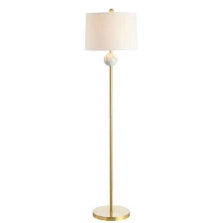 Jonathan Y Vaughn 60" Modern Metal/Resin LED Floor Lamp, Brass Gold/White JYL1093A
