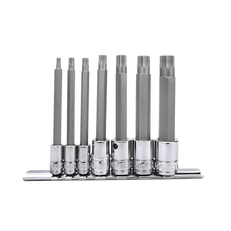 Genius Tools 7PC 1/4 & 3/8in Dr. Long Triple Square Bit Socket Set BS-2307TL
