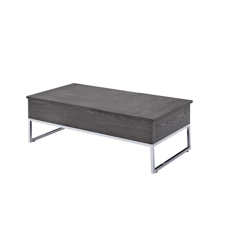 Homeroots 47" Gray and Silver Wood Lift Top Frame Coffee Table 490500