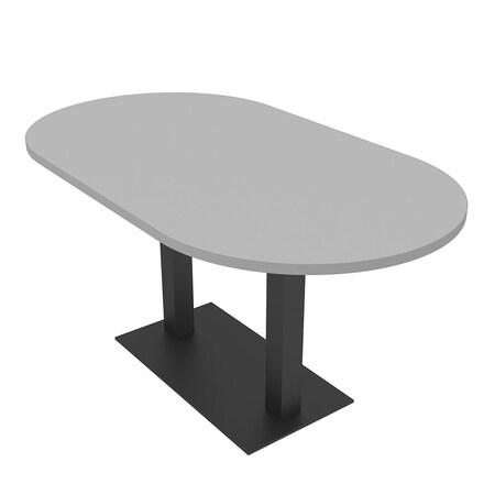 Skutchi Designs Racetrack Conference Table With Power Unit, 36 in W, 60 in L, Grey HAR-RAC-36X60-DOU.BK-U779-NA
