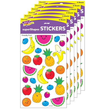 Trend Friendly Fruit superShapes Stickers-Large, 192-Piece Set, 6PK T46346
